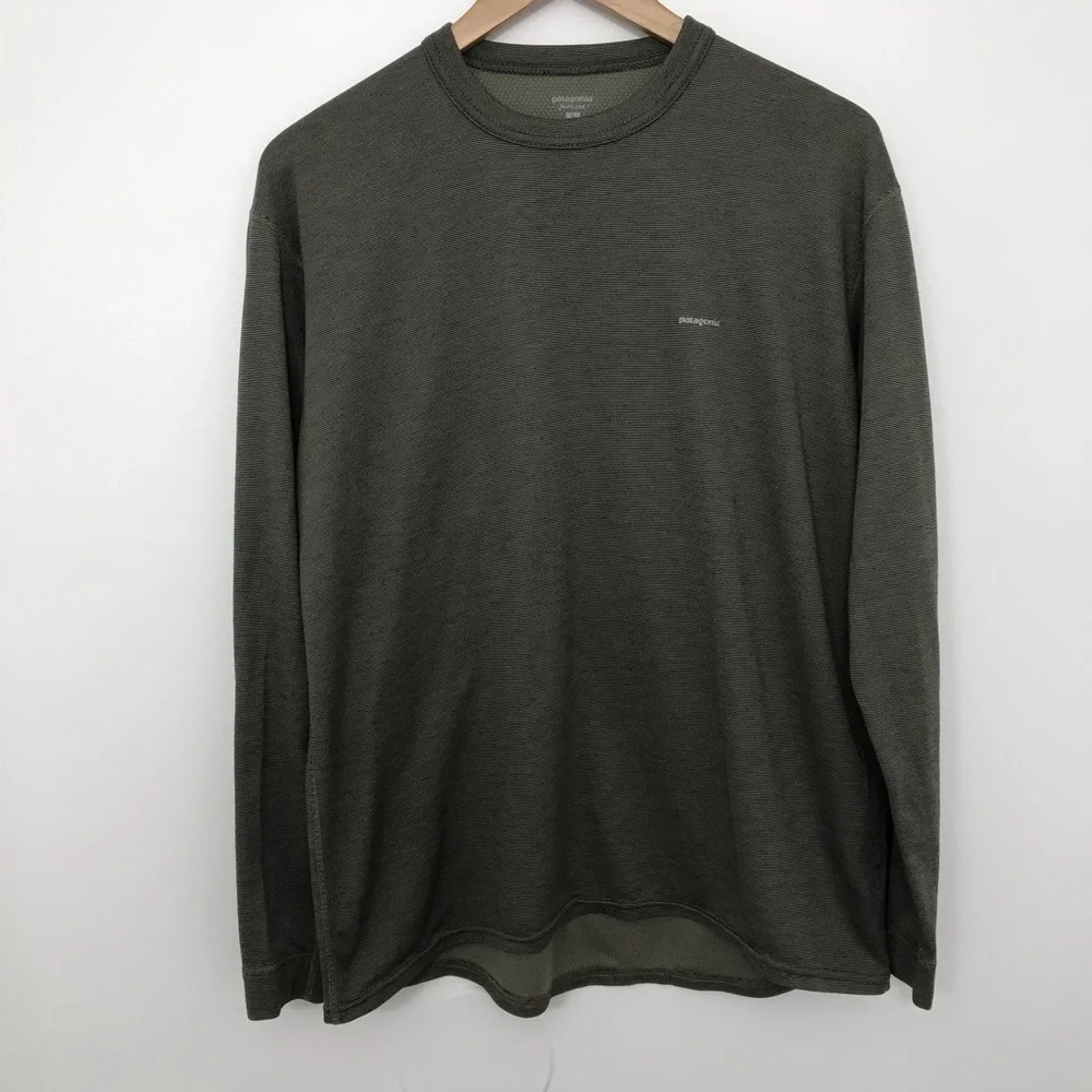 Sold* Patagonia Capilene Shirt Mens Size Large Long Sleeve Olive Green Base Laye - Picture 1 of 11
